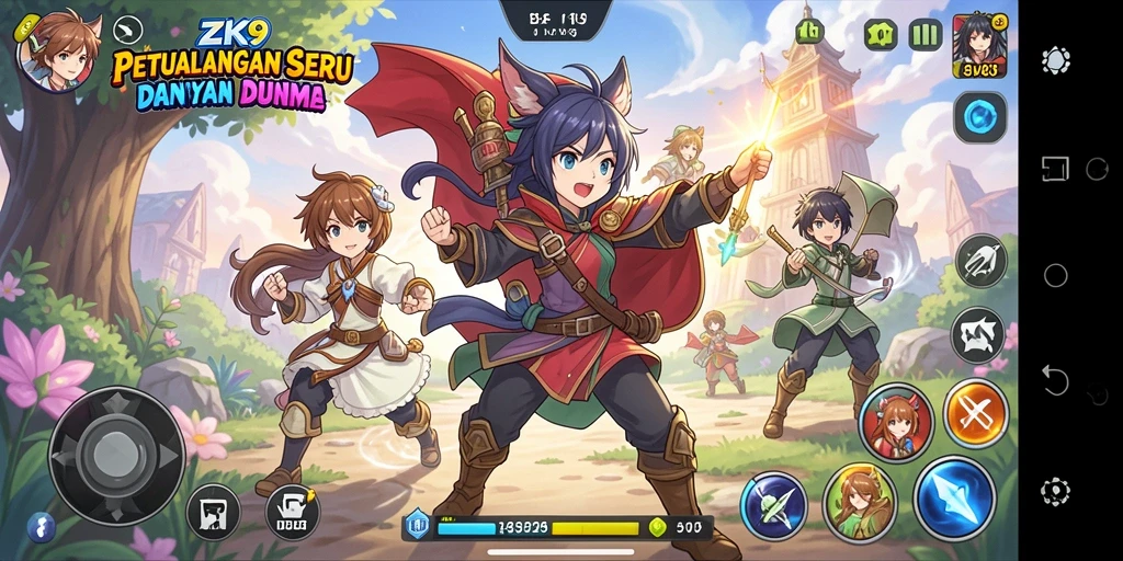 Tampilan gameplay ZK9 yang menarik dan penuh warna.